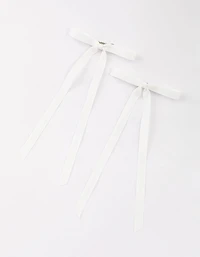 White Fabric Hair Bows Pack