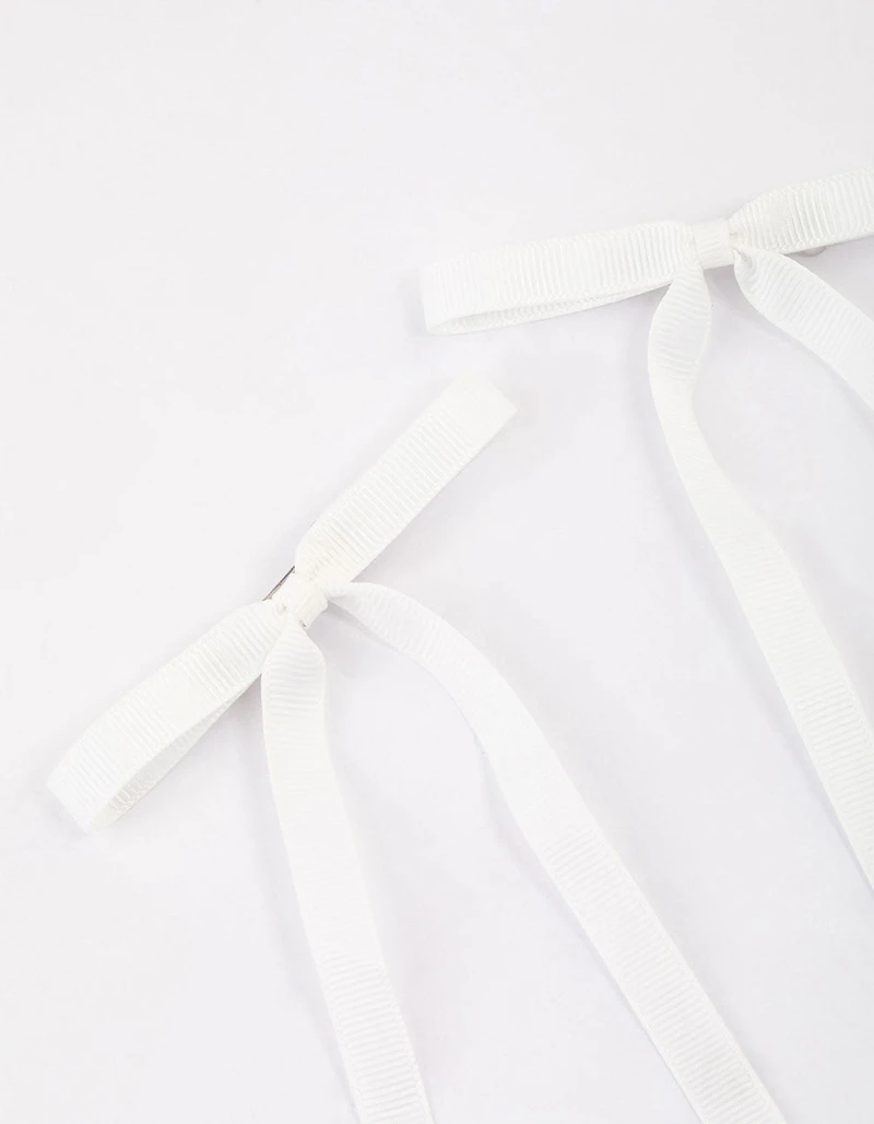 White Fabric Hair Bows Pack