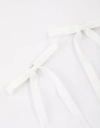 White Fabric Hair Bows Pack