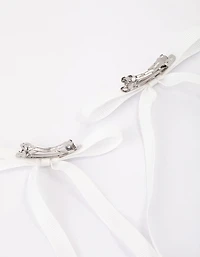 White Fabric Hair Bows Pack