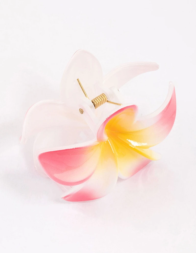 Pink Frangipani Hair Claw Clip