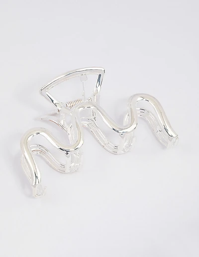 Silver Metal Wavy Hair Claw Clip