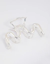 Silver Metal Wavy Hair Claw Clip