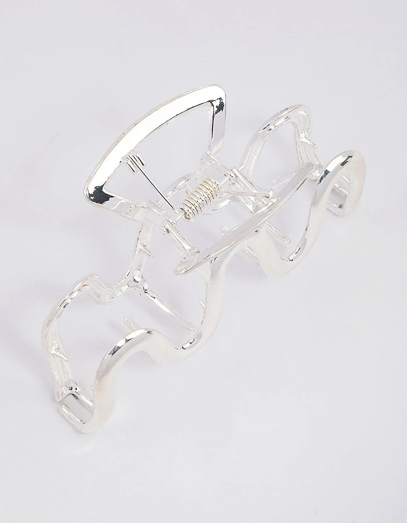 Silver Metal Wavy Hair Claw Clip