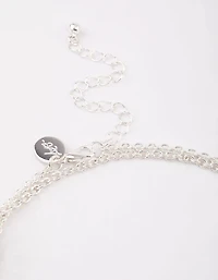 Silver Decorative Diamante Long Necklace
