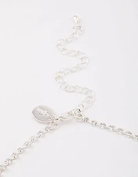 Silver Diamante Stone Long Earrings & Necklace Set