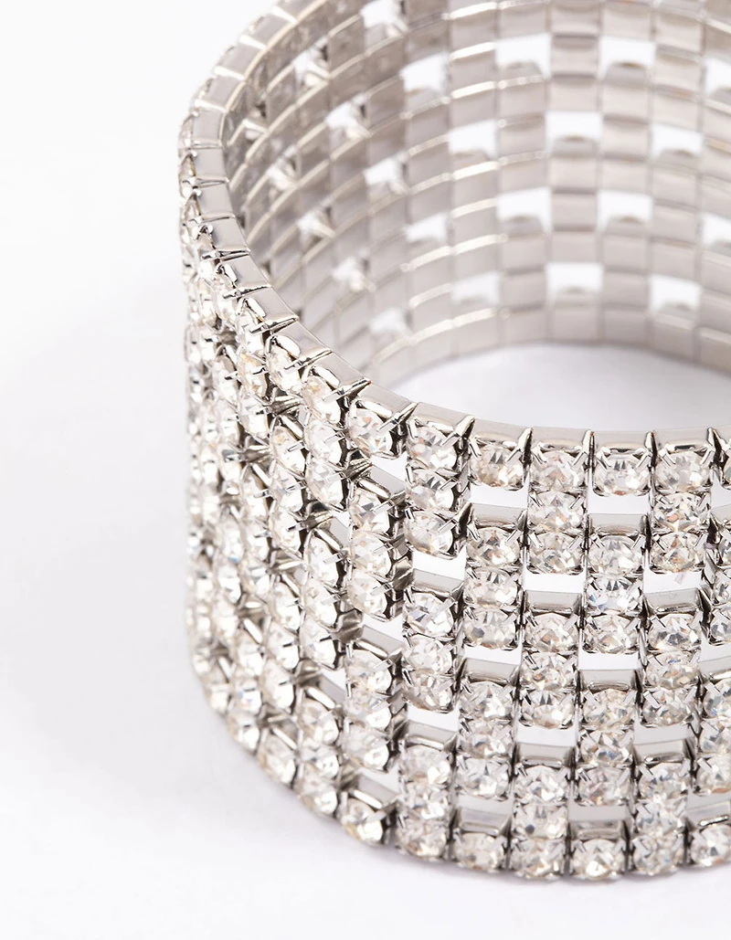 Silver Diamante Chunky Cut-Out Bracelet