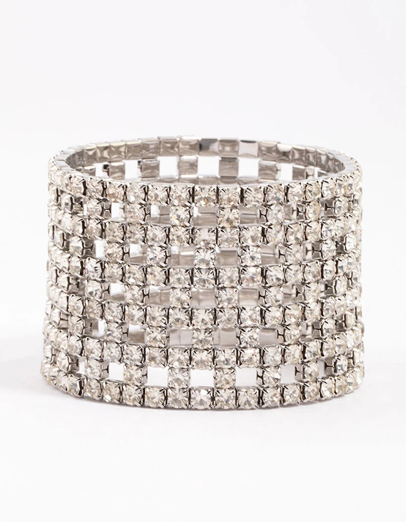 Silver Diamante Chunky Cut-Out Bracelet