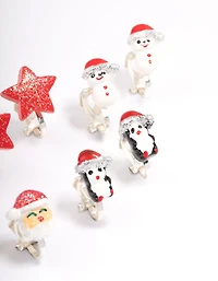 Kids Polymer Christmas Clip On Earrings 5-Pack
