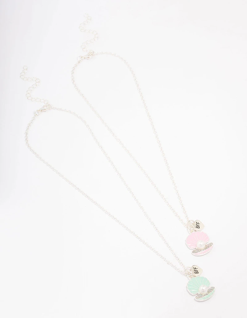 Kids Silver Shell Pendant Necklace Pack