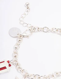 Kids Silver Christmas Sleigh Charm Bracelet