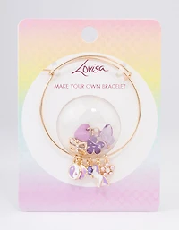 Kids Gold DIY Unicorn & Heart Charm Bracelet Pack