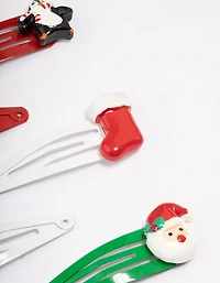 Kids Christmas Santa Hair Snaps 6-Pack