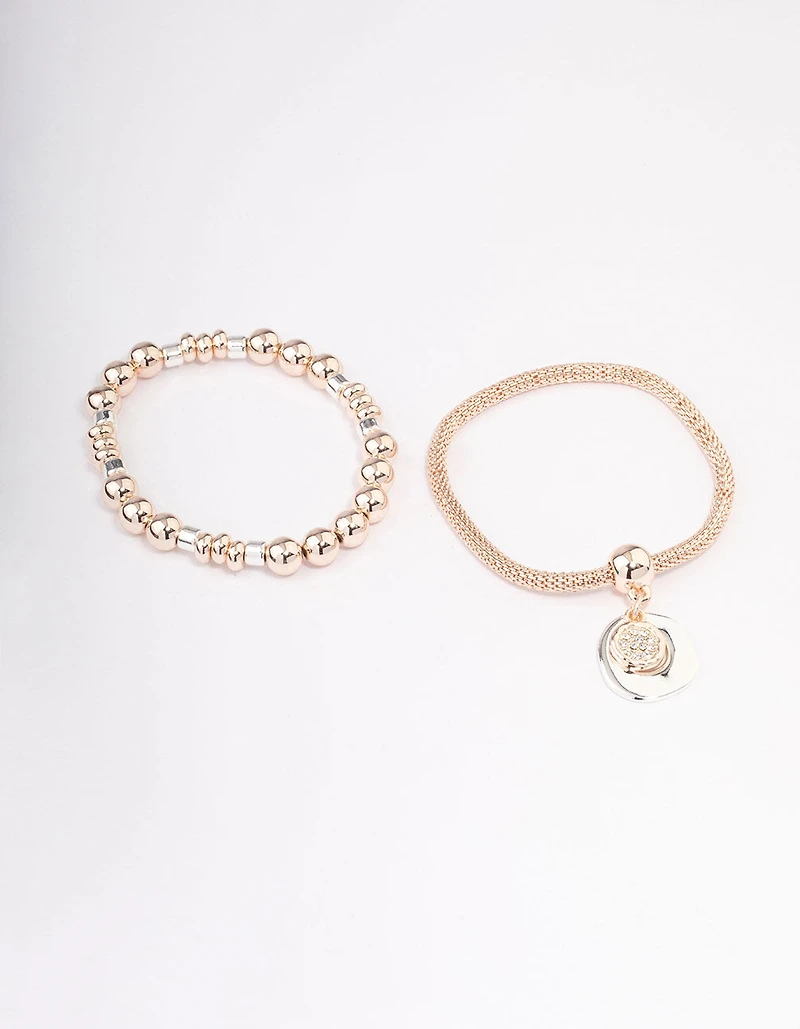 Rose Gold Layered Stretch Bracelet