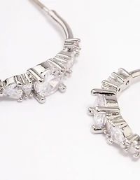 Silver Cubic Zirconia Graduating Hoop Earrings