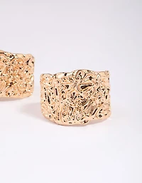 Gold Hammered Hoop Earrings