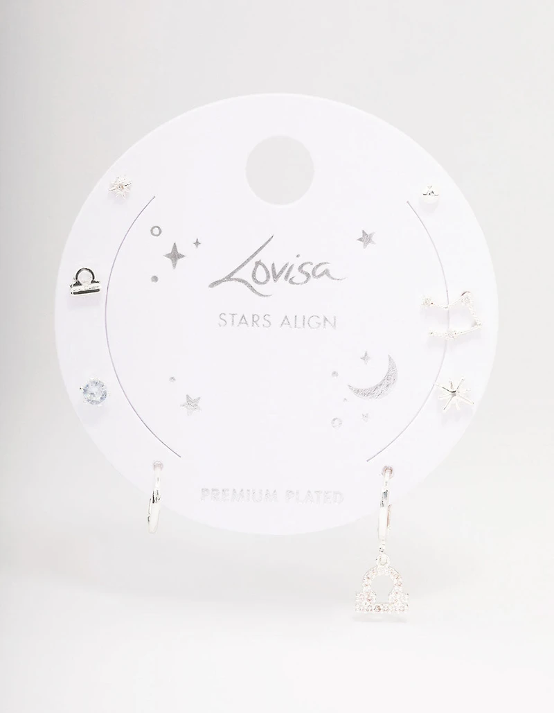Silver Plated Libra Earring Pack