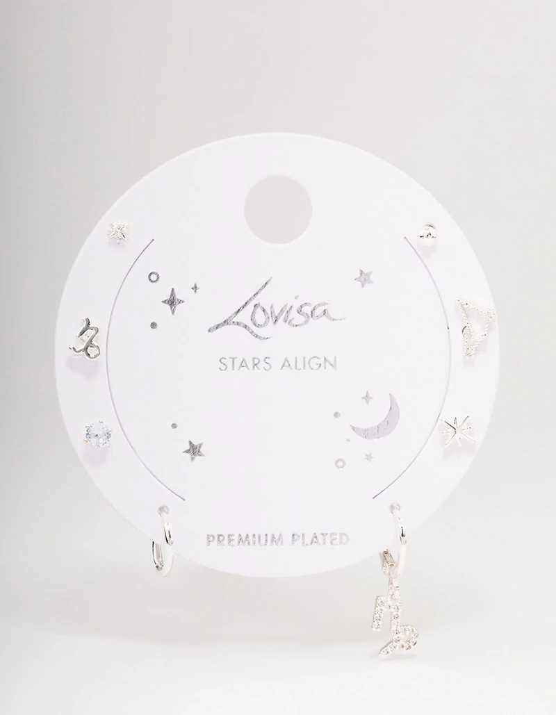 Silver Plated Capricorn Earring Pack