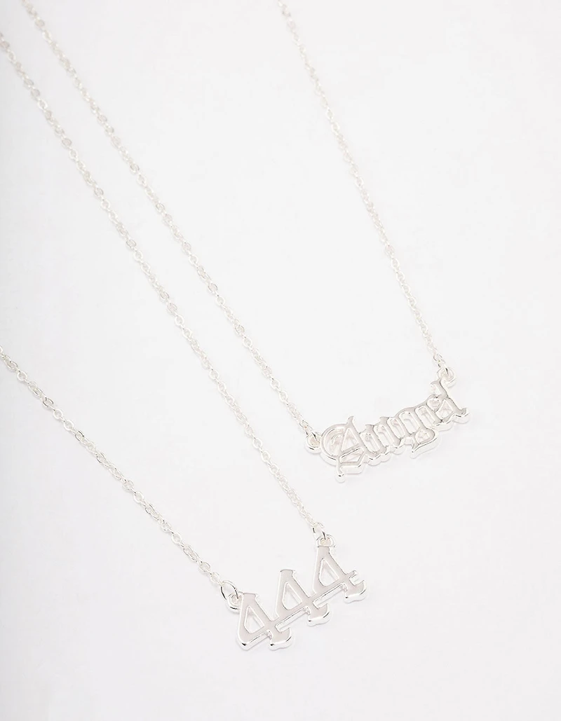 Silver Plated Angel Number '444' Necklace Pack
