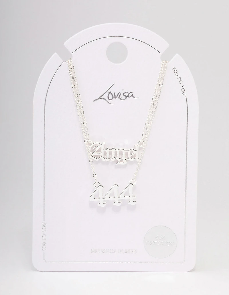 Silver Plated Angel Number '444' Necklace Pack
