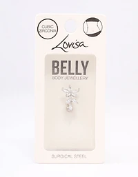 Surgical Steel Flower Marquise Drop Belly Ring