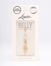 Gold Plated Surgical Steel Looped Snake Drop Belly Ring