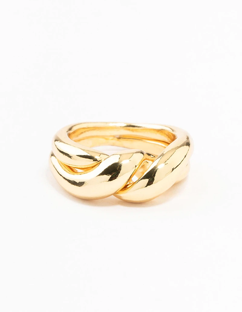 Gold Plated Twisted Metal Band Ring