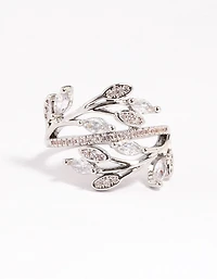 Silver Leafy Vine Cubic Zirconia Ring