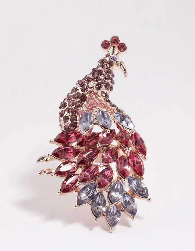 Rose Gold Sparkly Peacock Ring