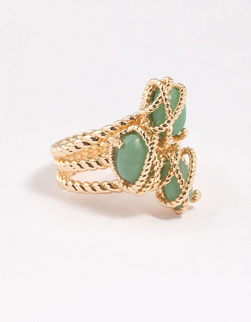 Gold Plated Wrapped Triple Stone Ring