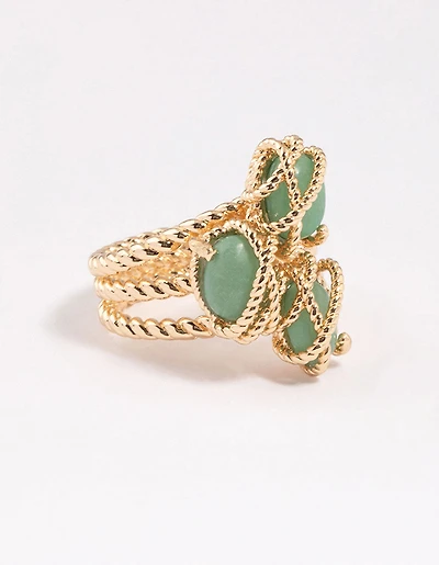 Gold Plated Wrapped Triple Stone Ring
