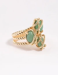 Gold Plated Wrapped Triple Stone Ring
