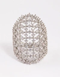 Silver Cubic Zirconia Shield Ring
