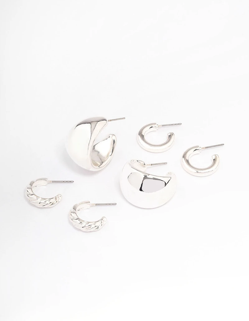 Silver Multi Hoop Earrings Pack