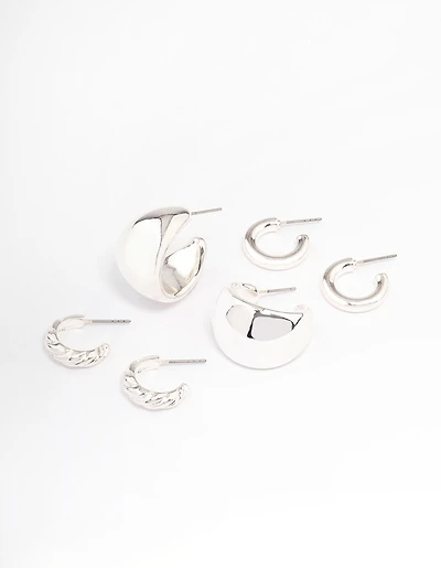 Silver Multi Hoop Earrings Pack