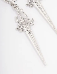 Silver Drop Hoop Earrings