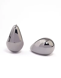 Gunmetal Teardrop Stud Earrings