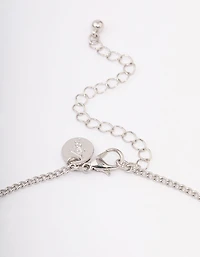 Silver Cubic Zirconia Mixed Marquise Snake Necklace