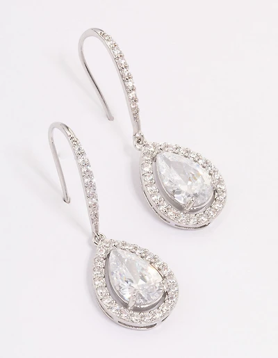 Silver Cubic Zirconia Teardrop Earrings