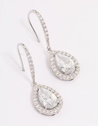 Silver Cubic Zirconia Teardrop Earrings