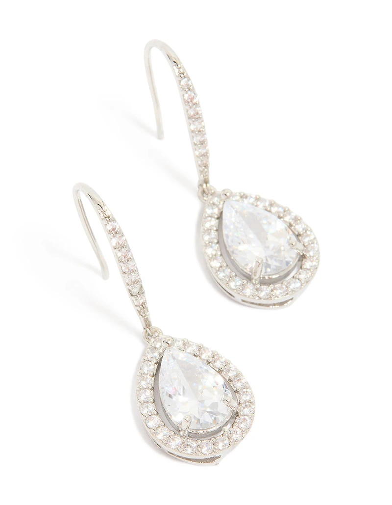 Silver Cubic Zirconia Teardrop Earrings