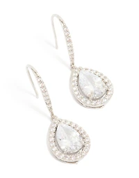 Silver Cubic Zirconia Teardrop Earrings