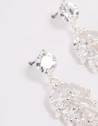 Silver Cubic Zirconia Drop Statement Earrings