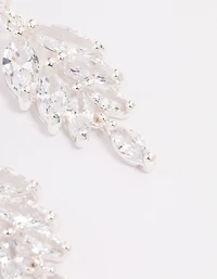 Silver Cubic Zirconia Drop Statement Earrings
