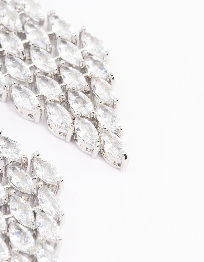 Silver Cubic Zirconia Teardrop Stone Drop Earrings