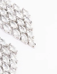 Silver Cubic Zirconia Teardrop Stone Drop Earrings