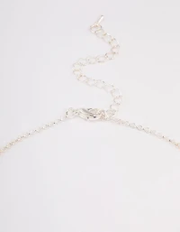 Silver Stone Cubic Zirconia Pendant Station Necklace