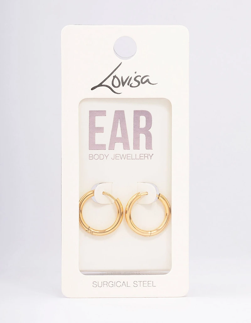 Gold Plated Surgical Steel Medium Polished Hoop Earrings