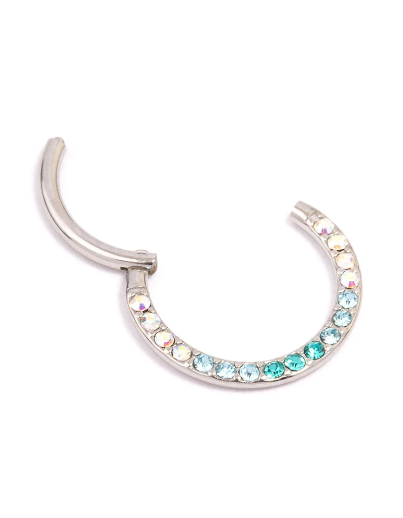 Surgical Steel Ombre Pave Clicker Ring