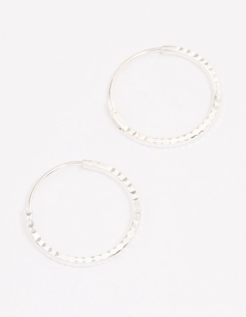 Sterling Silver Diamante Hoop Earrings